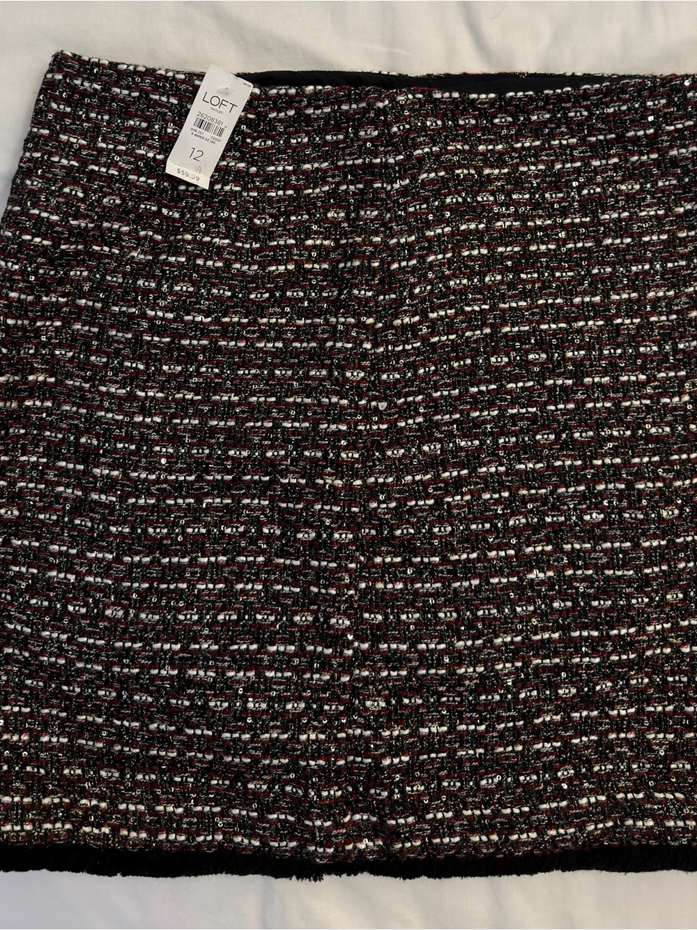 LOFT Black and Burgundy Tweed Pencil Skirt